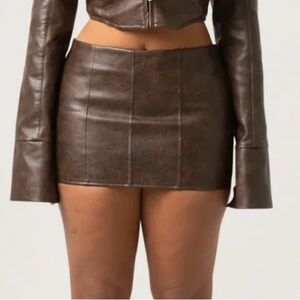 Brown Leather Skirt